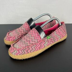 Sanuk Pink and Tan Espadrille Flats